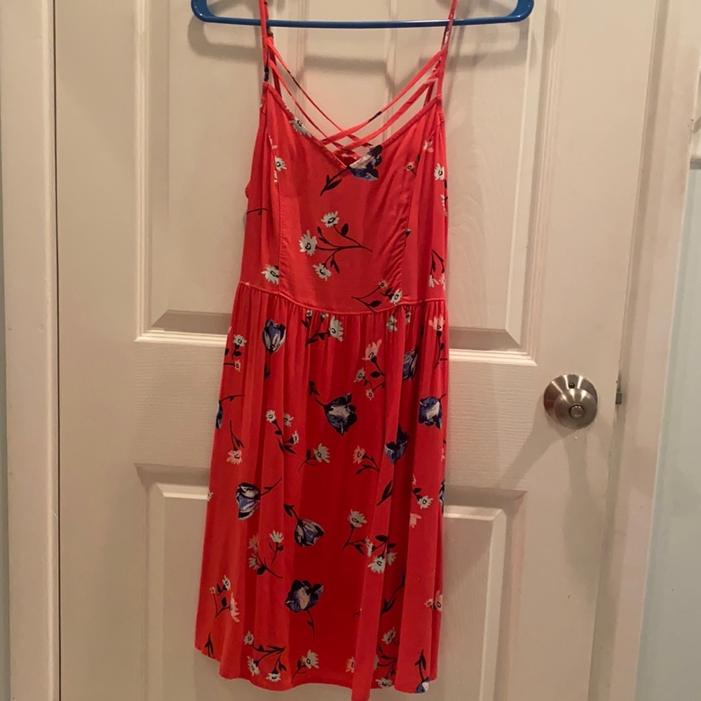 Hot pink floral dress with Pockets